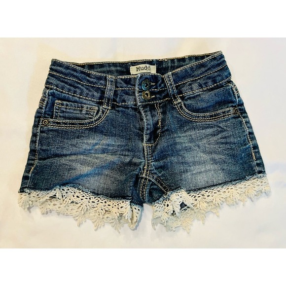 Mudd Other - Mudd lace trimmed blue denim cutoff shorts - girl’s size 8